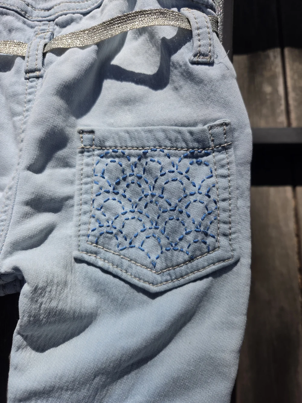 OshKosh B'gosh Light Blue Denim Baby Overalls with Sparkle Belt